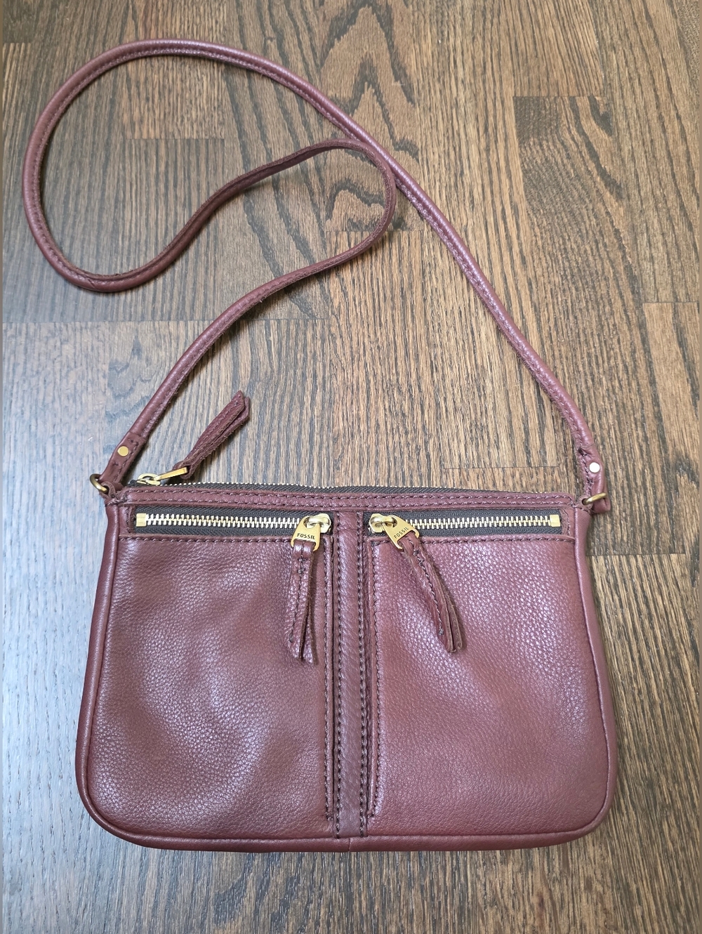 Fossil Maroon Erin Leather Crossbody Purse